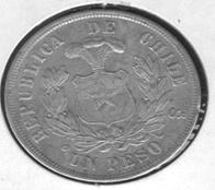 Чили песо 1883 BU AG