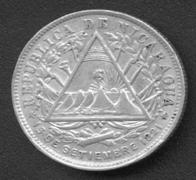 Никарагуа 20 центов 1887 AU AG